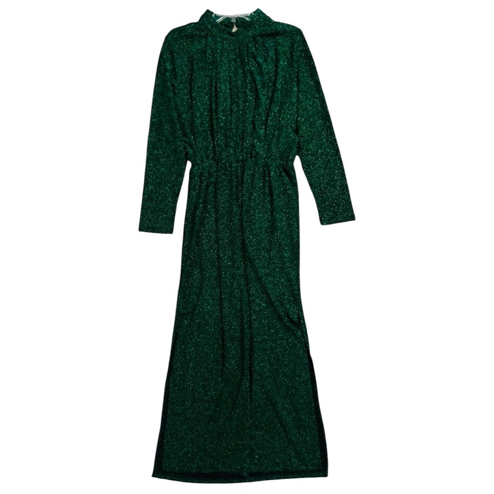 Y.A.S. NWT Green Glitter Long Sleeve Ruched Front Midi Dress XXL - Picture 6 of 16